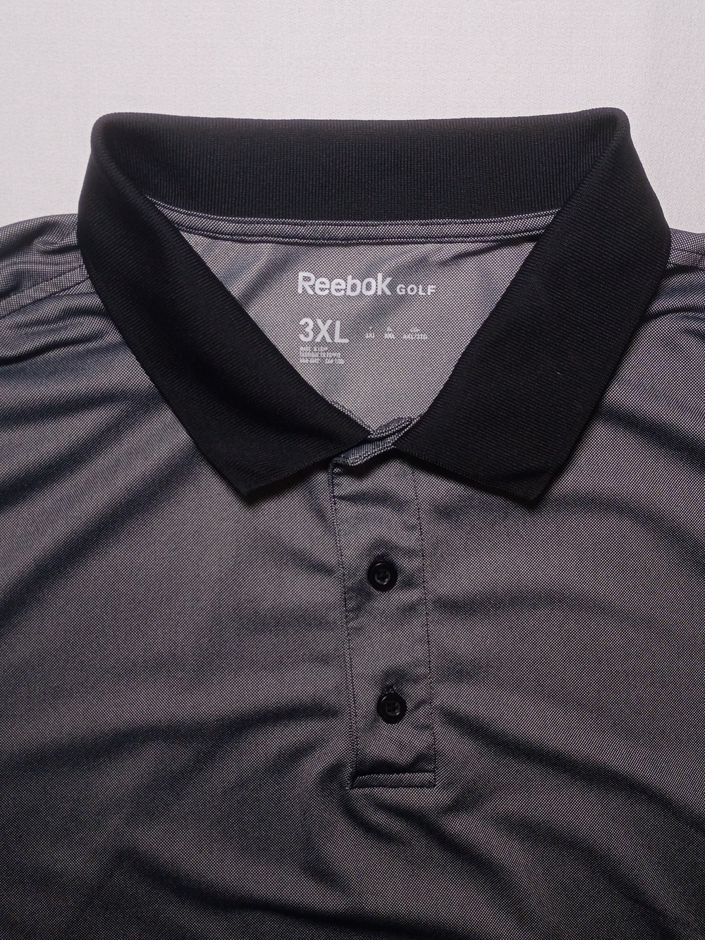 Reebok Golf Mens Performance Polo Shirt 3XL Gray Black Stretch